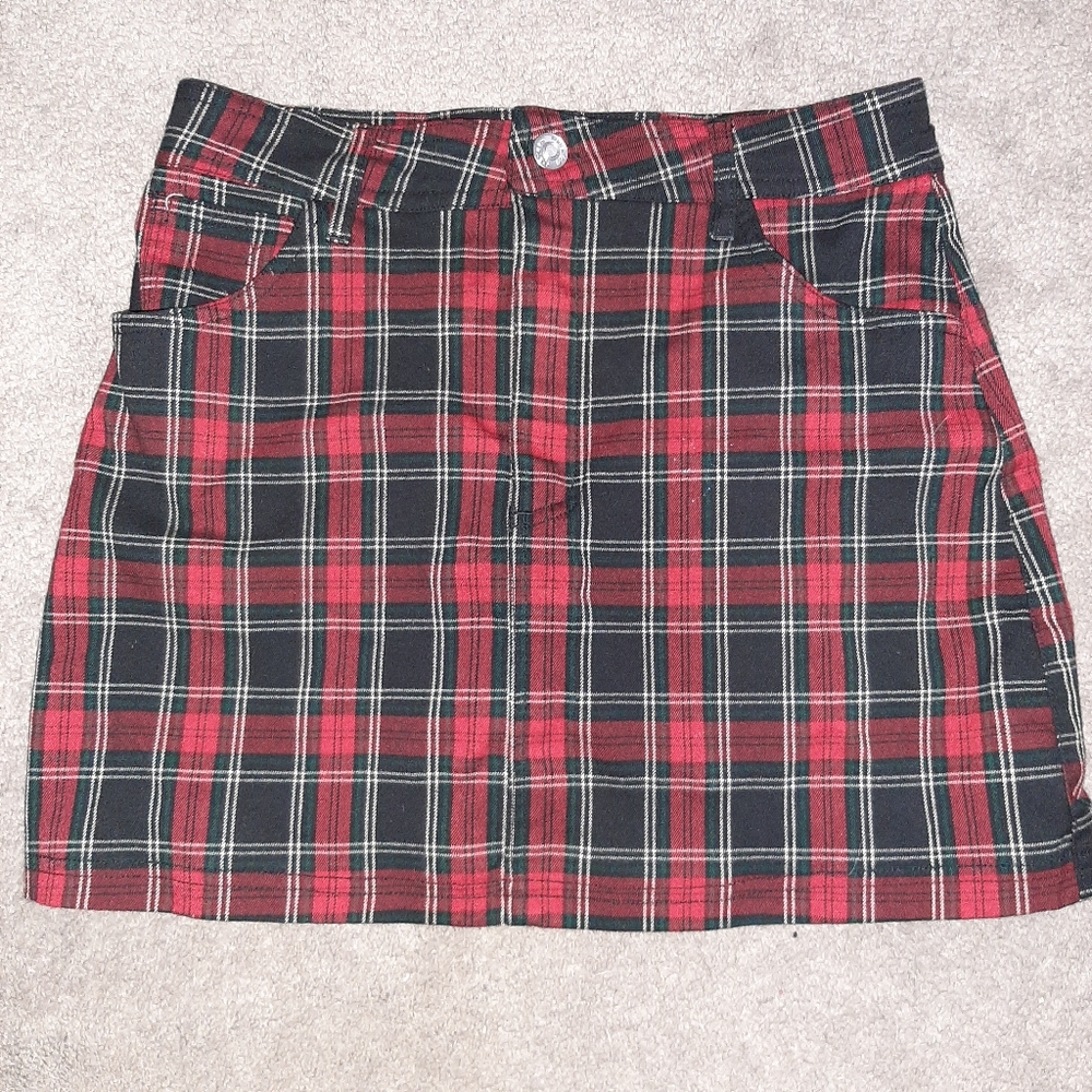 Forever 21 Red and Black Plaid Mini Skirt